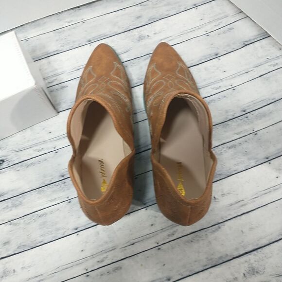 Jolimall Women SZ 11 Split Ankle Boot Cognac with Teal Soles Stitch Western . - Picture 5 of 10